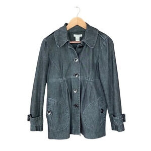 Kenar Sport, Gray Denim Pleated Blazer Jacket
